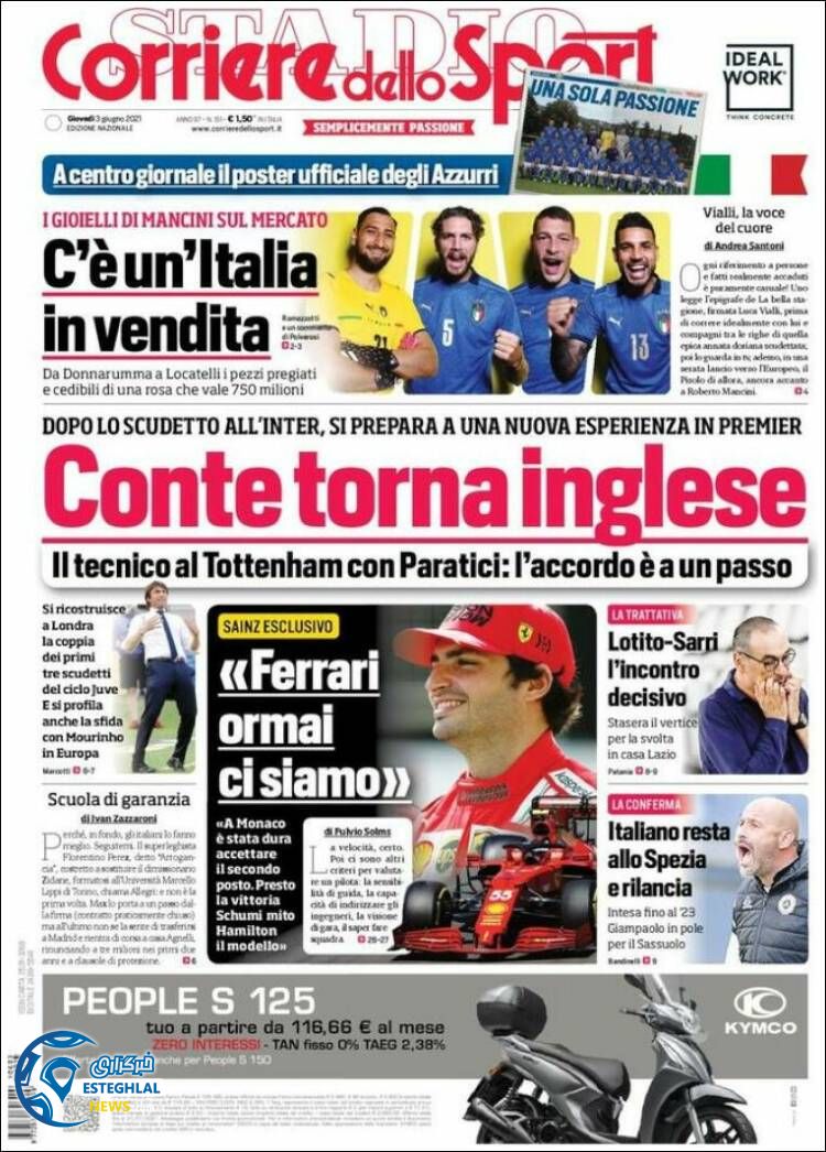 روزنامه ورزشی کوریره دلو اسپورت پنجشنبه 13 خرداد 1400