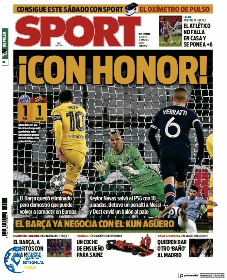 روزنامه ورزشی اسپورت پنجشنبه 21 اسفند 1399