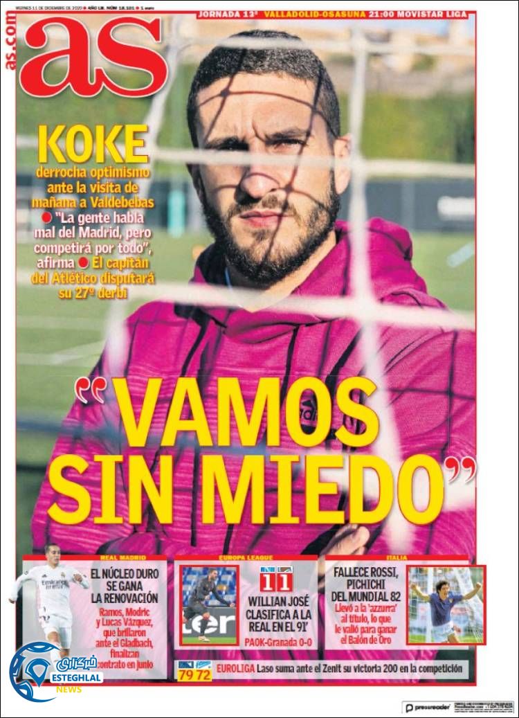 روزنامه ورزشی آاس جمعه 21 آذر 1399