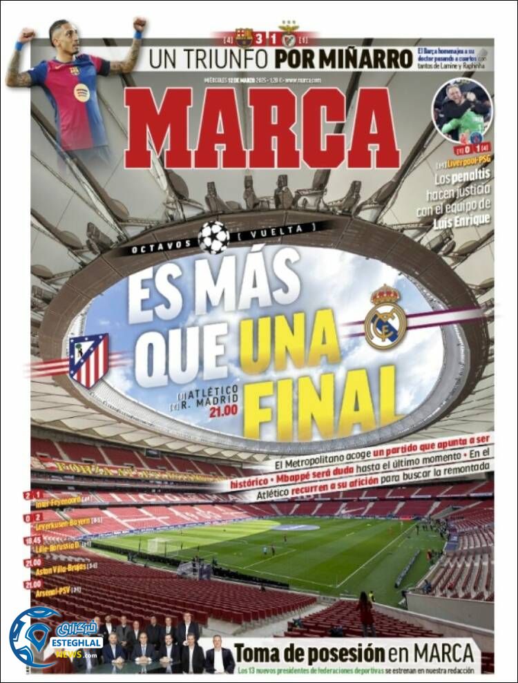 روزنامه  ورزشی مارکا چهارشنبه 22 اسفند 1403 