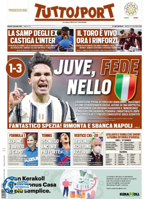 روزنامه ورزشی توتو اسپورت پنجشنبه 18 دی&nbsp;1399