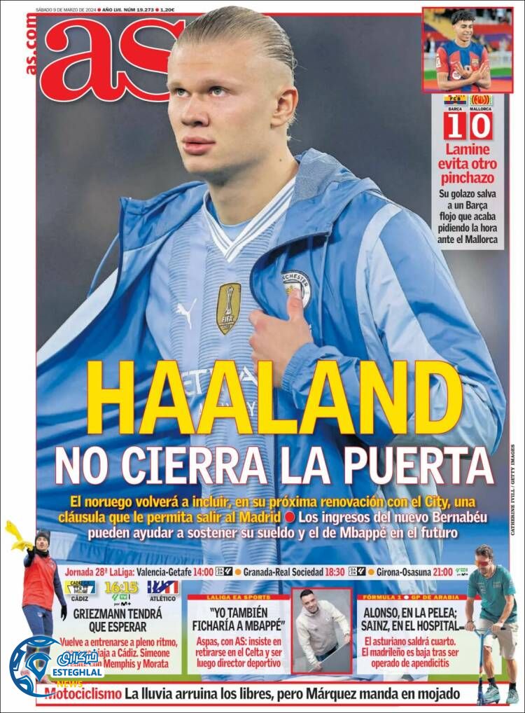 روزنامه ورزشی آ اس شنبه 19 اسفند 1402 