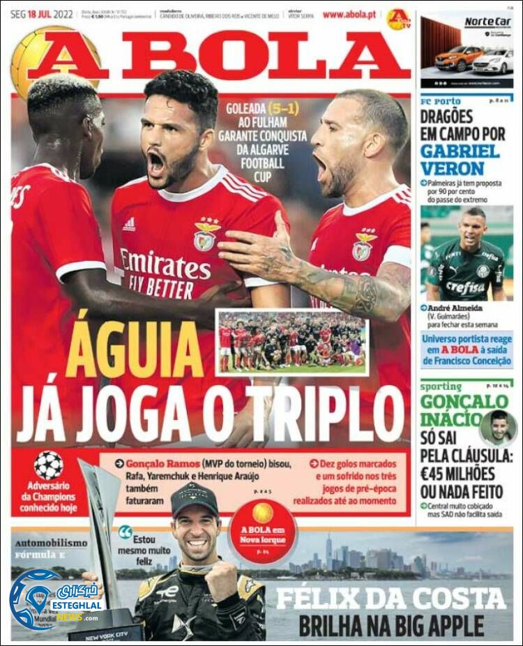  روزنامه ورزشی آبولا دوشنبه 27 تیر 1401