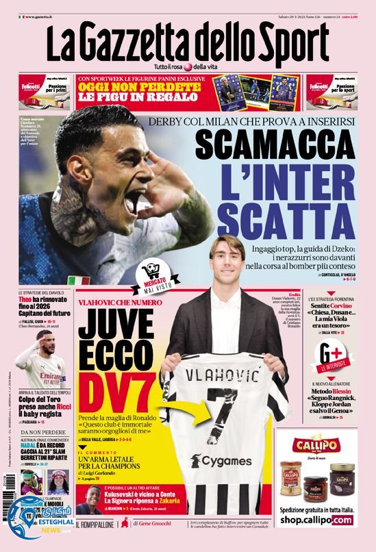 روزنامه ورزشی گاتزتا دلو اسپورت شنبه 9 بهمن 1400