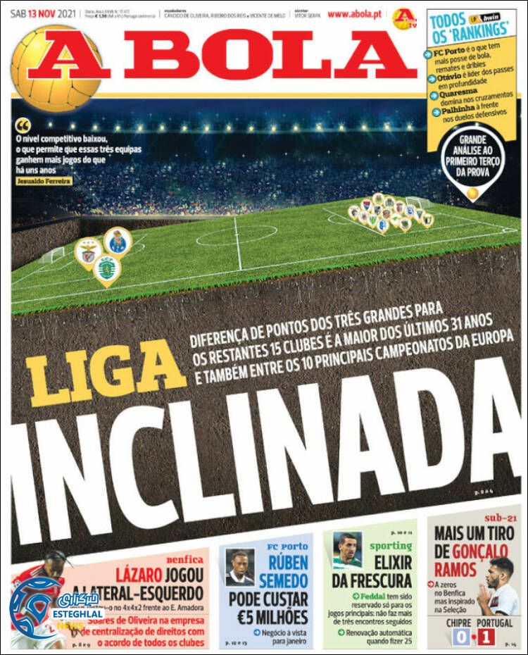 روزنامه ورزشی آبولا شنبه 22 آبان 1400