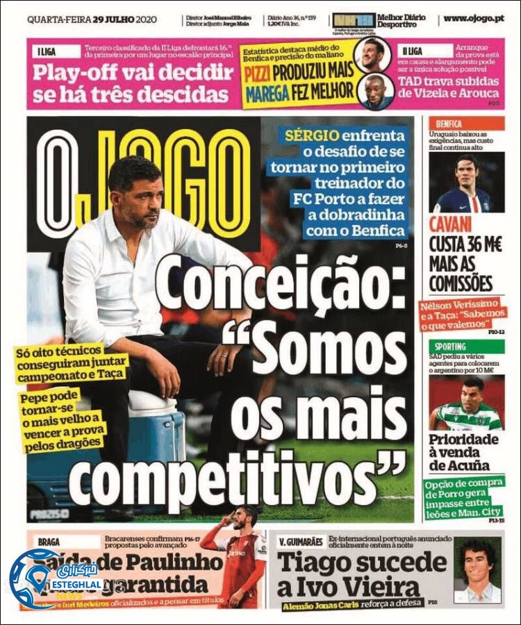 روزنامه ورزشی جوگو چهارشنبه 8 مرداد 1399