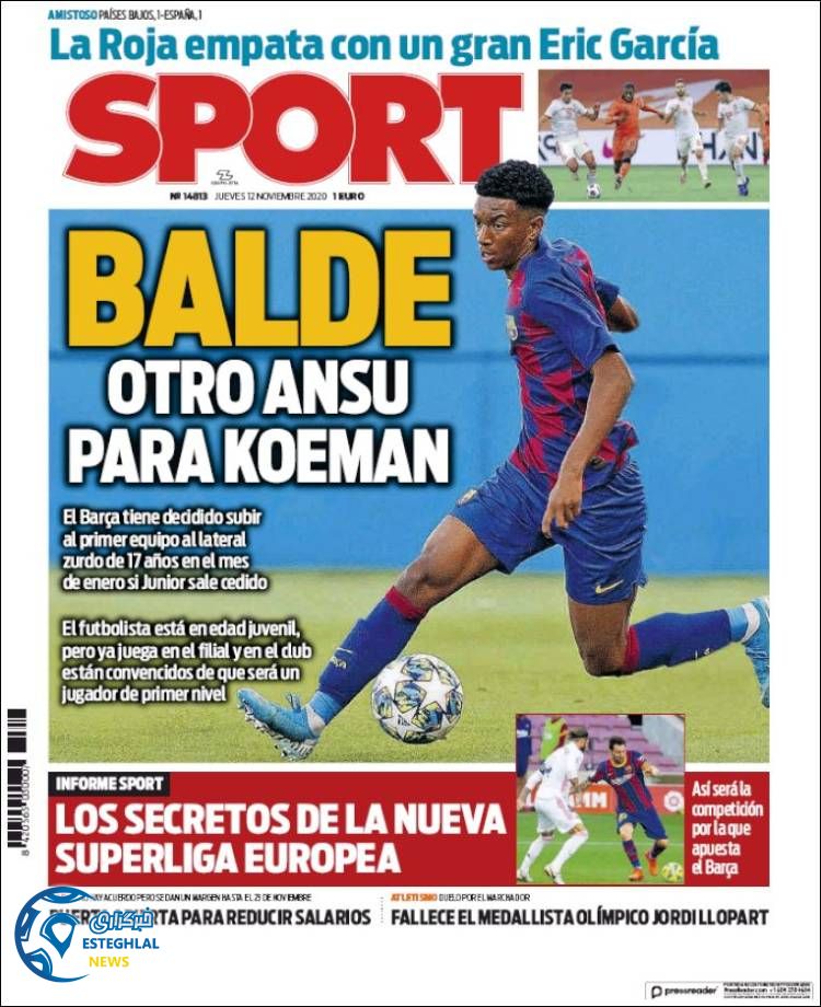 روزنامه ورزشی اسپورت پنجشنبه 22 آبان 1399