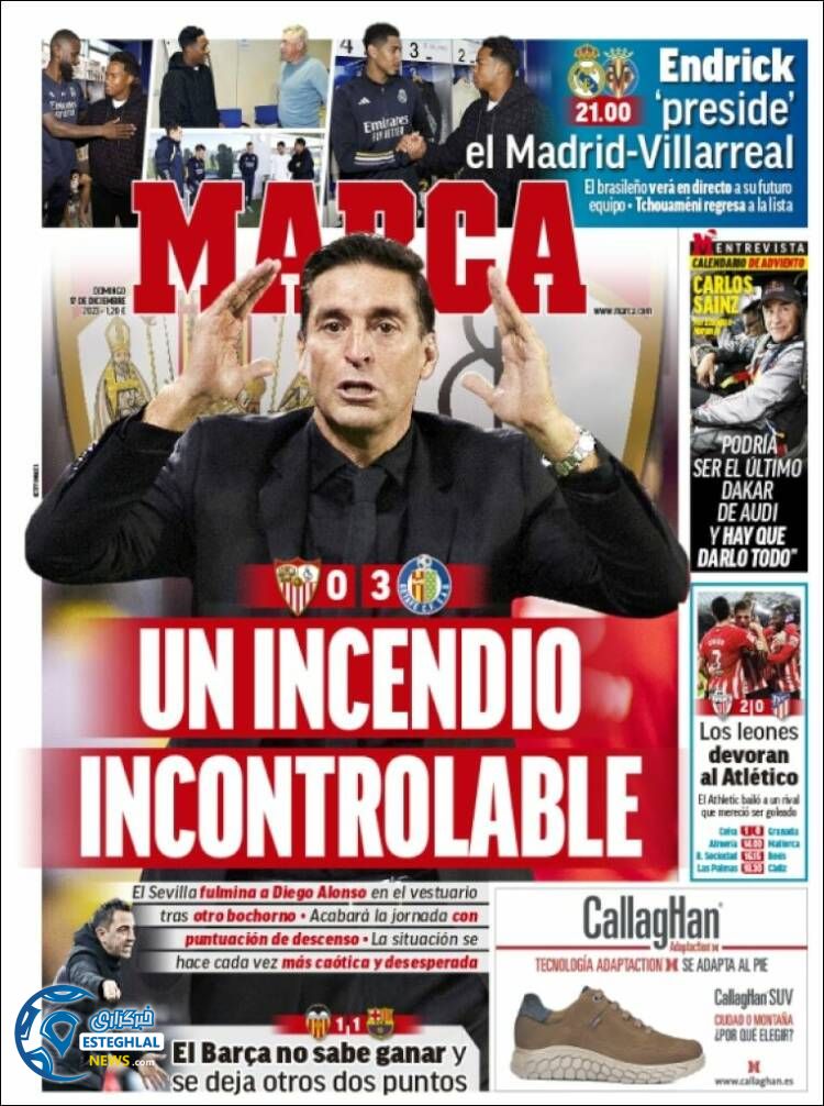 روزنامه ورزشی مارکا یکشنبه 26 آذر 1402 