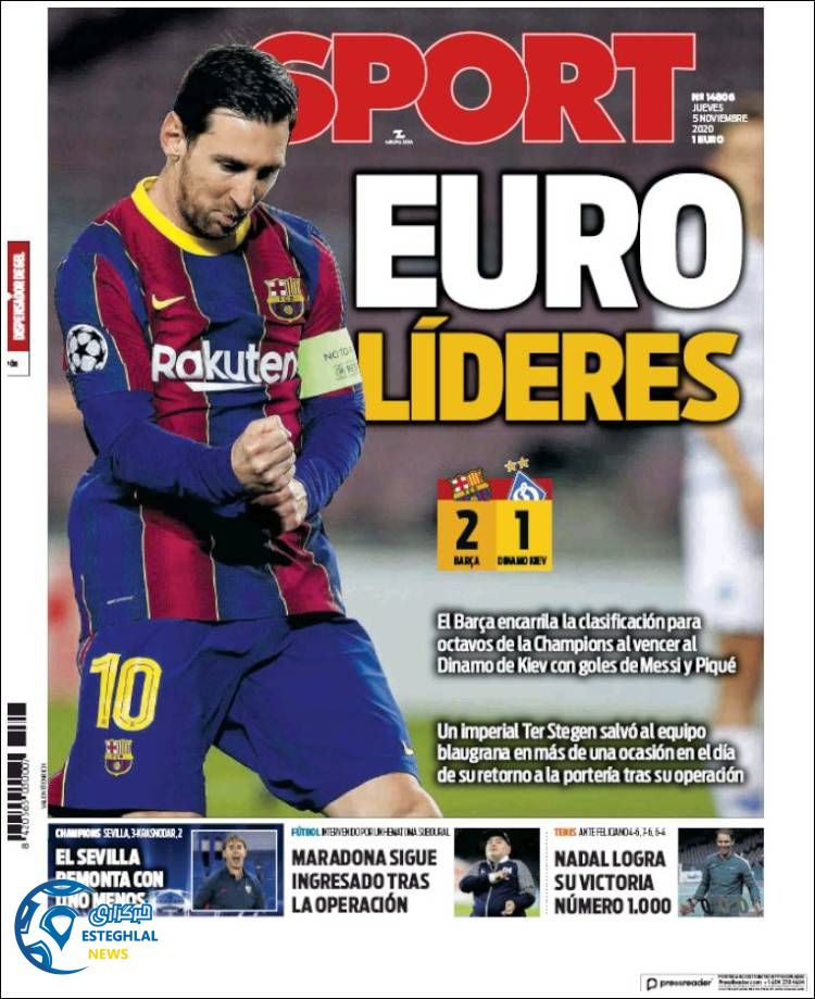 روزنامه ورزشی اسپورت پنجشنبه 15 آبان 1399