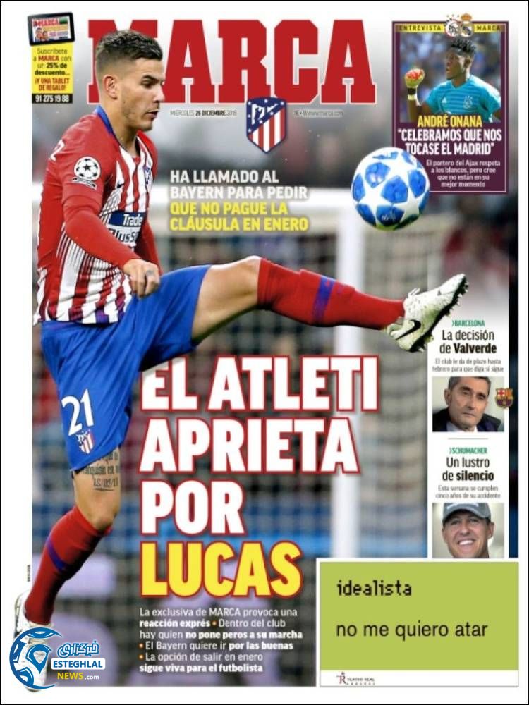 روزنامه ورزشی مارکا چهارشنبه 5 دی 1397