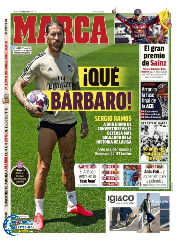 روزنامه ورزشی مارکا چهارشنبه 28 خرداد 1399