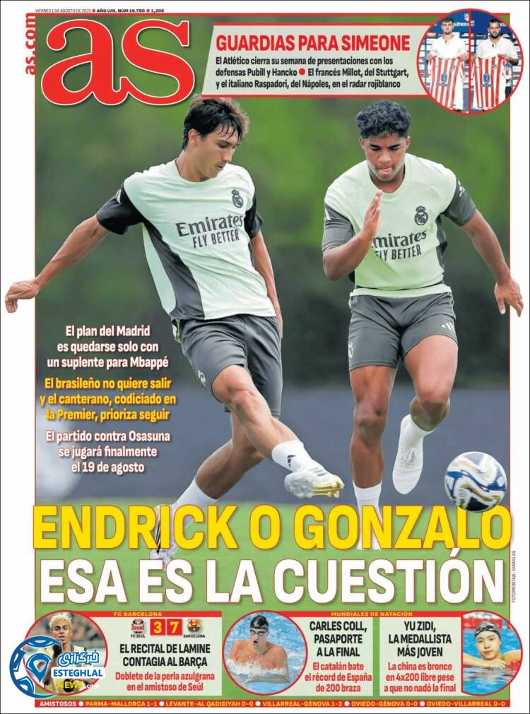 روزنامه  ورزشی آ اس جمعه 10 مرداد 1404 