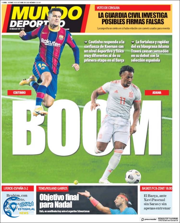 روزنامه ورزشی موندو دپورتیوو جمعه 18 مهر 1399