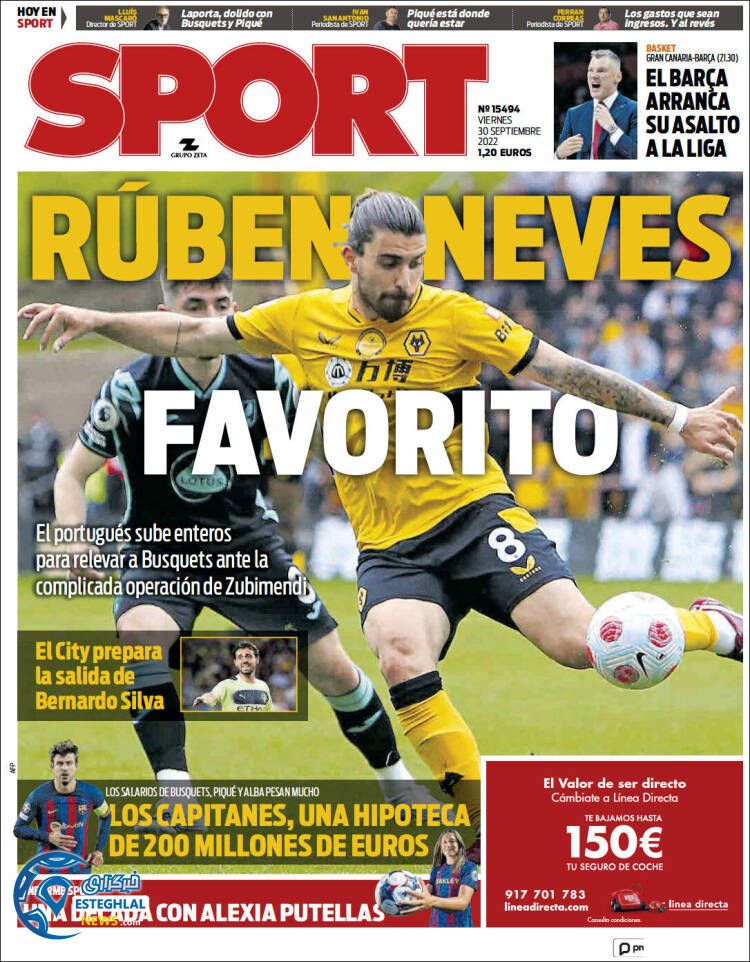 روزنامه ورزشی اسپورت جمعه 8 مهر 1401 