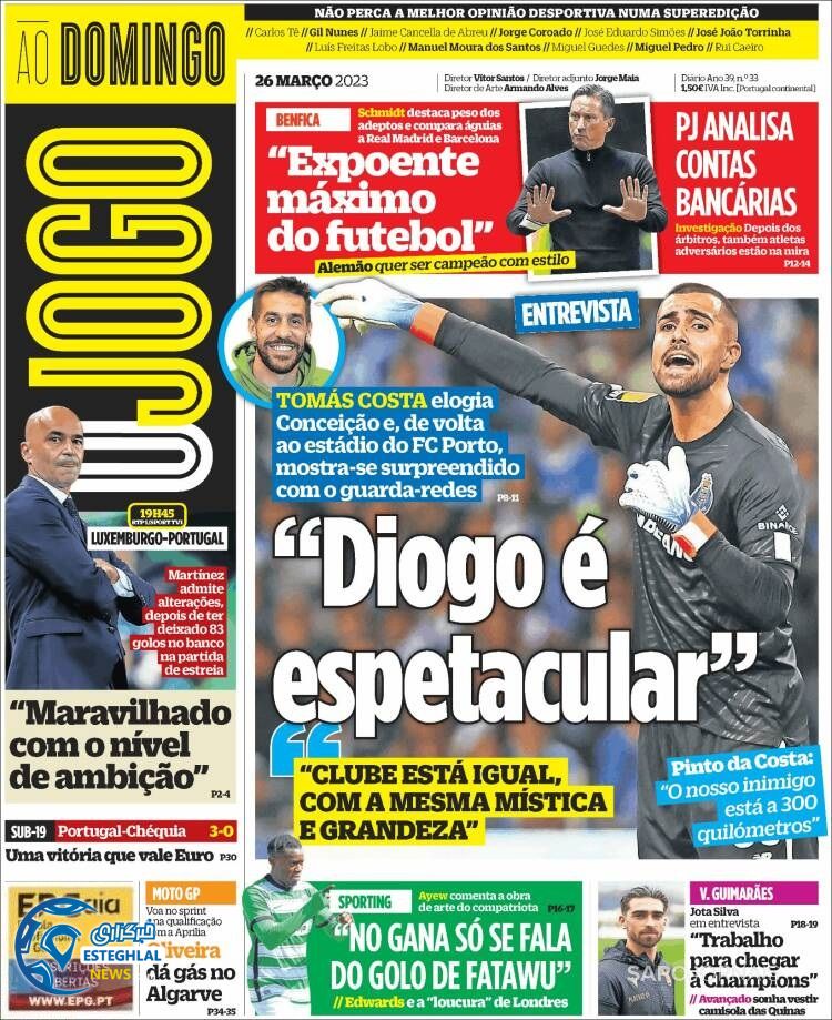 روزنامه ورزشی اوجوگو یکشنبه 6 فروردین 1402 