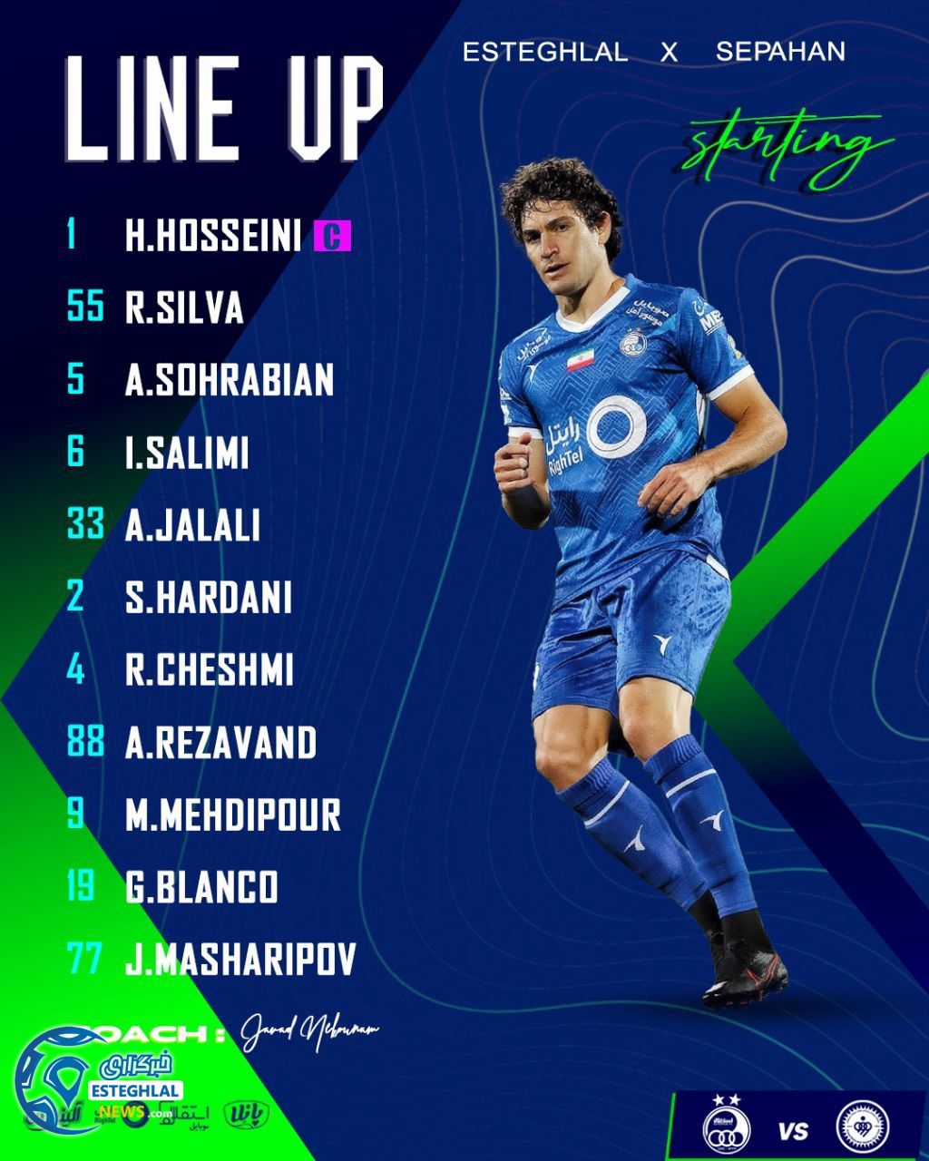 ترکیب استقلال مقابل سپاهان