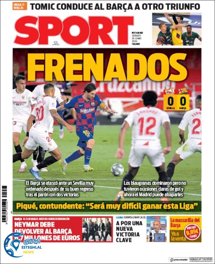 روزنامه ورزشی اسپورت شنبه 31 خرداد 1399