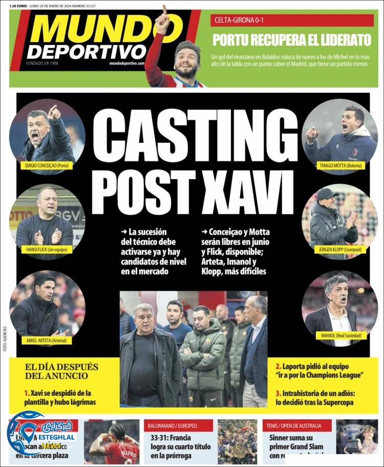 روزنامه ورزشی موندو دپورتیوو دوشنبه 9 بهمن 1402 