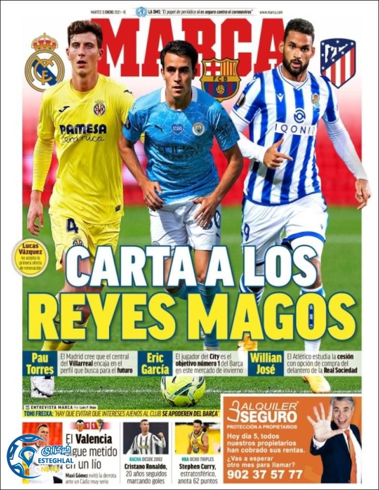 روزنامه ورزشی مارکا سه شنبه 16 دی 1399