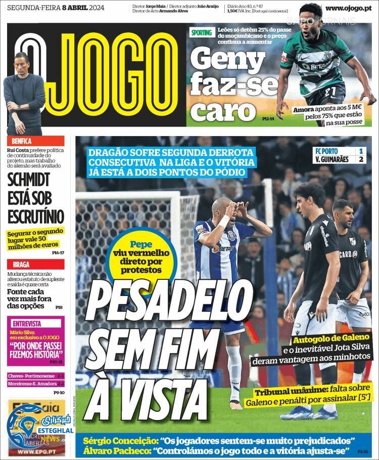 روزنامه ورزشی اوجوگو دوشنبه 20 فروردین 1403 