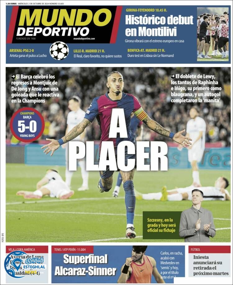 روزنامه ورزشی موندو دپورتیوو چهارشنبه 11 مهر 1403 