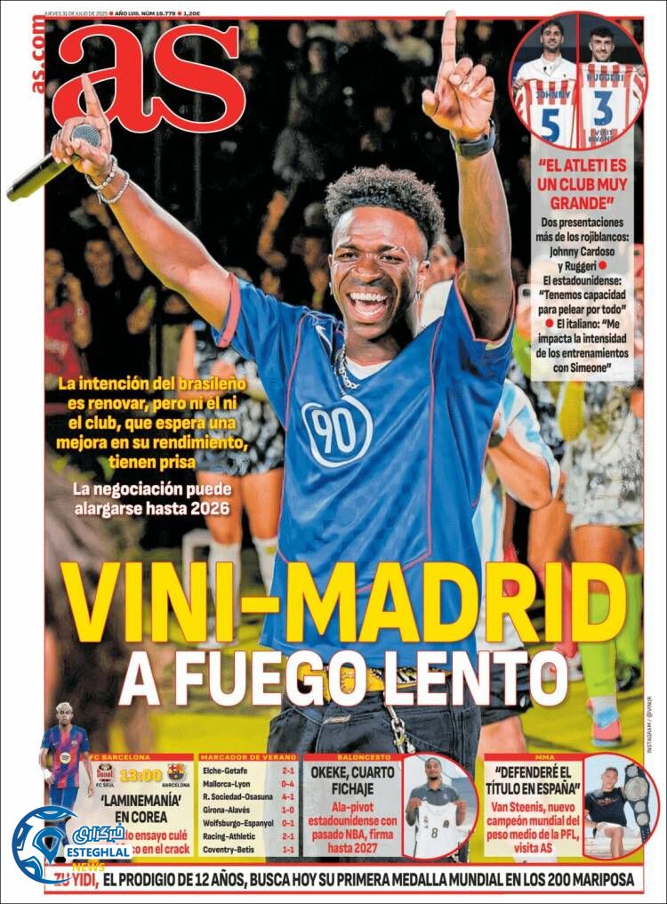 روزنامه ورزشی آ اس پنجشنبه 9 مرداد 1404 