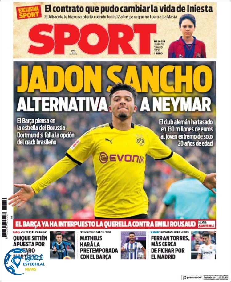 روزنامه ورزشی اسپورت شنبه 13 اردیبهشت 1399