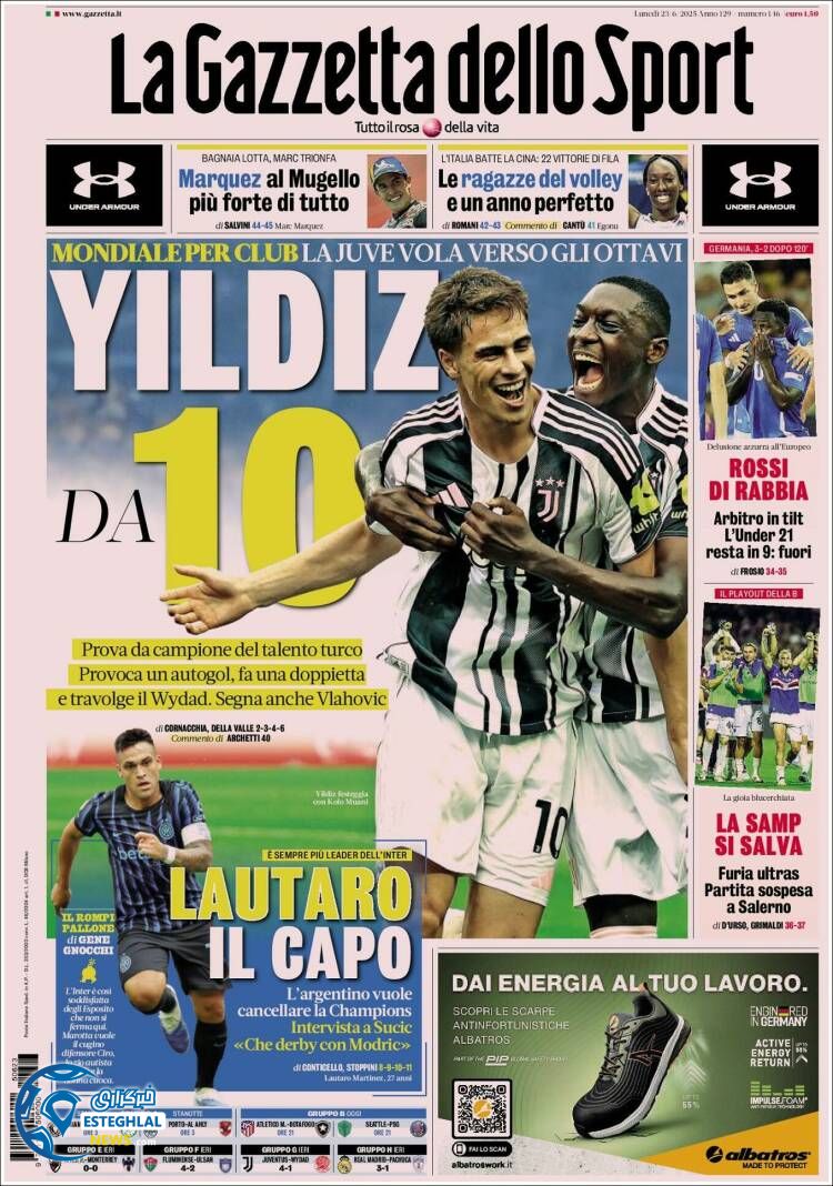 روزنامه ورزشی گاتزتا دلو اسپورت دوشنبه 2 تیر 1404  