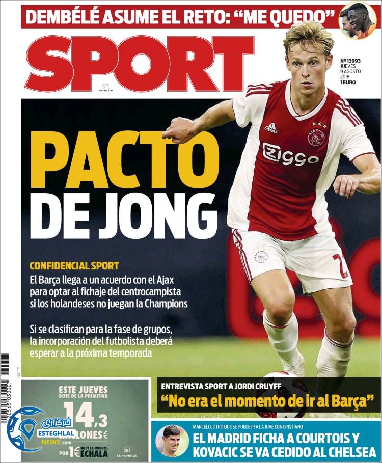 روزنامه ورزشی اسپورت پنجشنبه 18 مرداد 1397