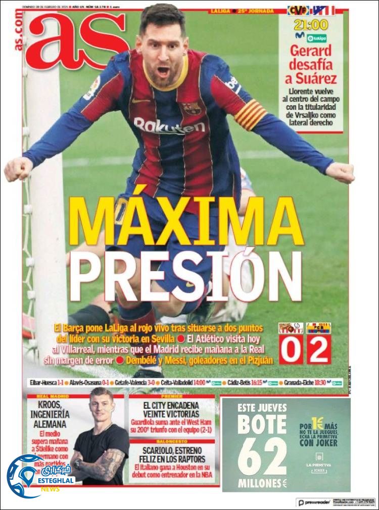 روزنامه ورزشی آاس یکشنبه 10 اسفند 1399