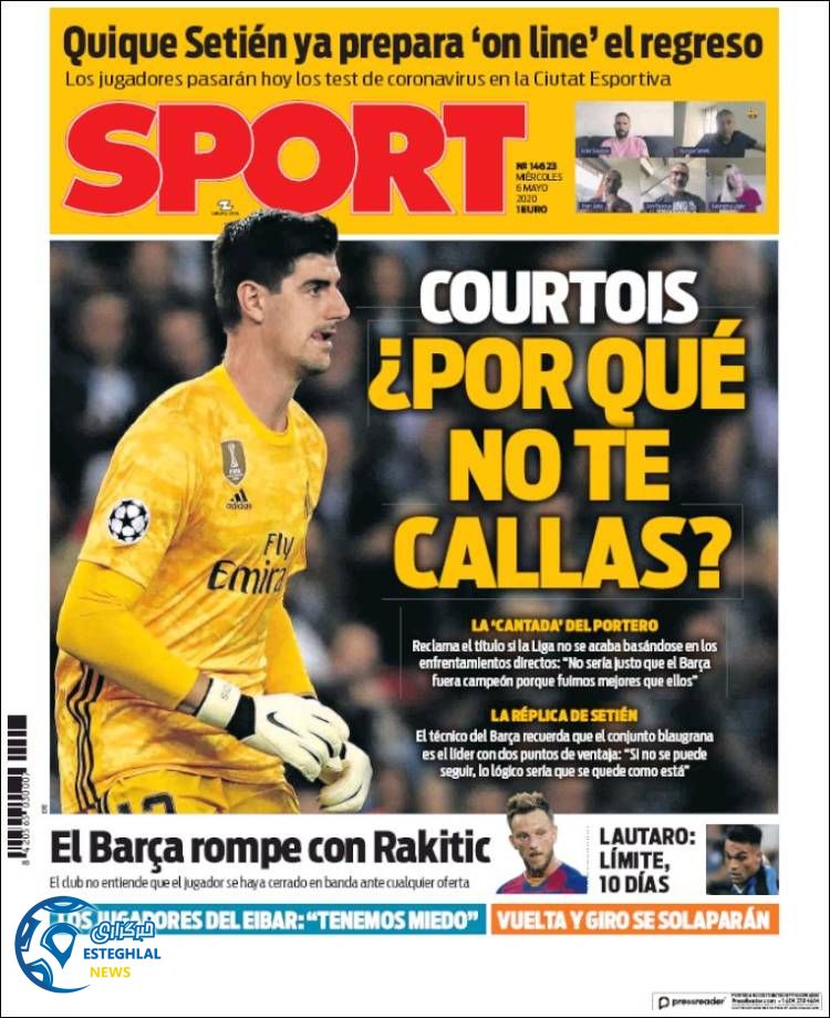 روزنامه ورزشی اسپورت چهارشنبه 17 اردیبهشت 1399