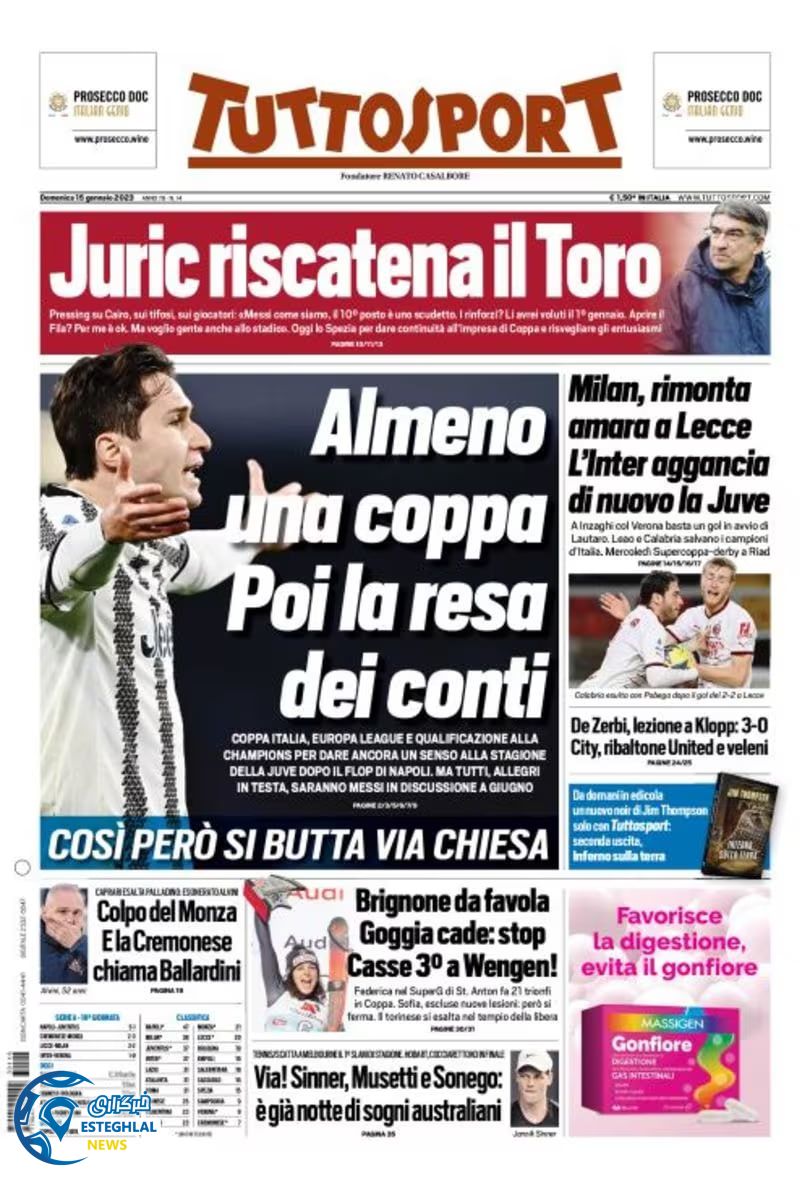 روزنامه ورزشی توتو اسپورت یکشنبه 25 دی 1401 