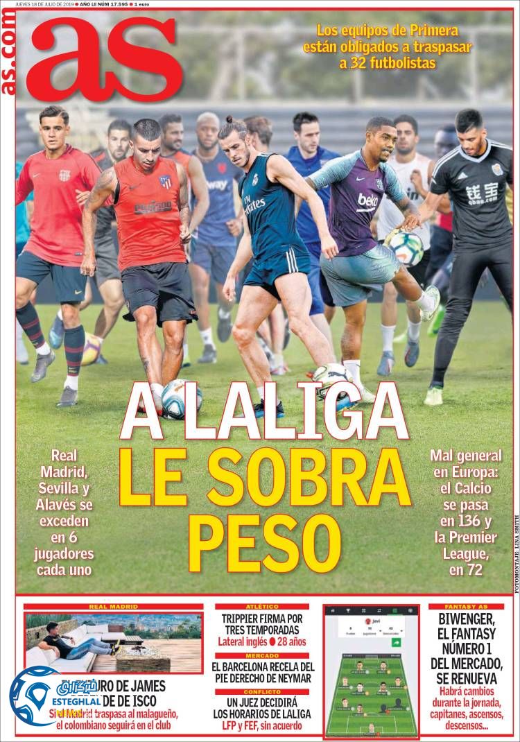 روزنامه ورزشی آاس پنجشنبه 27 تیر 1398