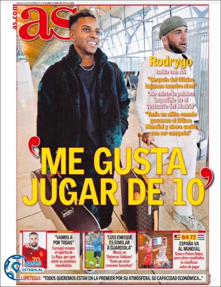 روزنامه ورزشی آ اس سه شنبه 24 آبان 1401 