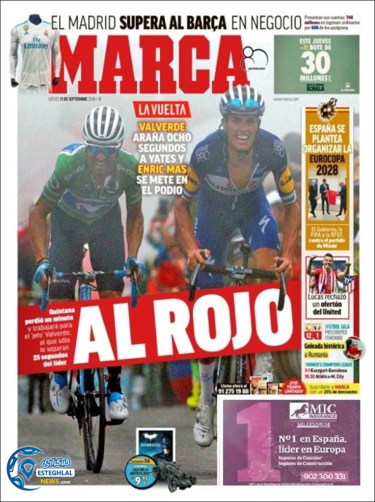 روزنامه ورزشی مارکا پنجشنبه 22 شهریور 1397