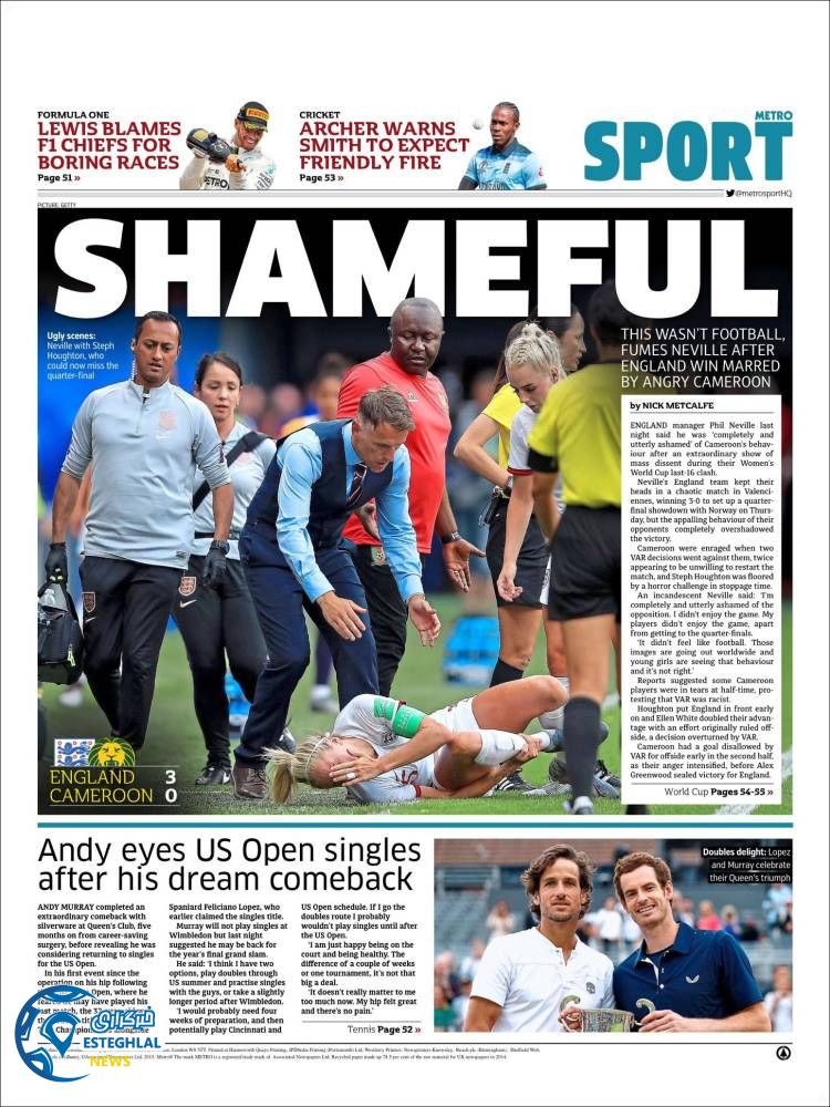 روزنامه ورزشی مترو اسپورت دوشنبه 3 تیر 1398