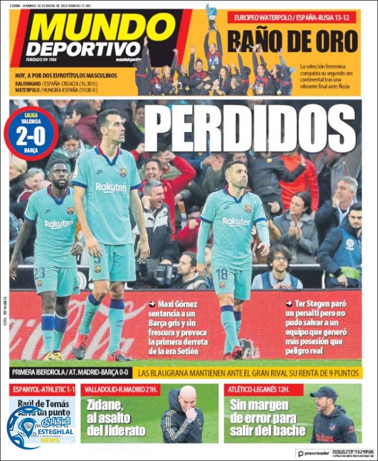 روزنامه ورزشی موندو دپورتیوو یکشنبه 6 بهمن 1398