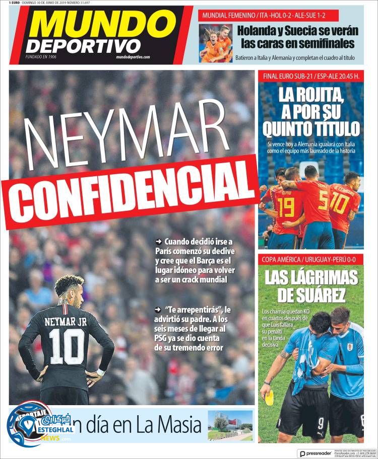 روزنامه ورزشی موندو دپورتیوو یکشنبه 9 تیر 1398