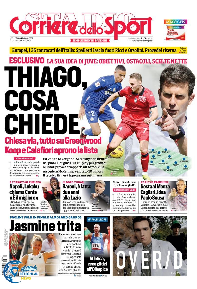 روزنامه  ورزشی کوریره دلو اسپورت جمعه 18 خرداد 1403 