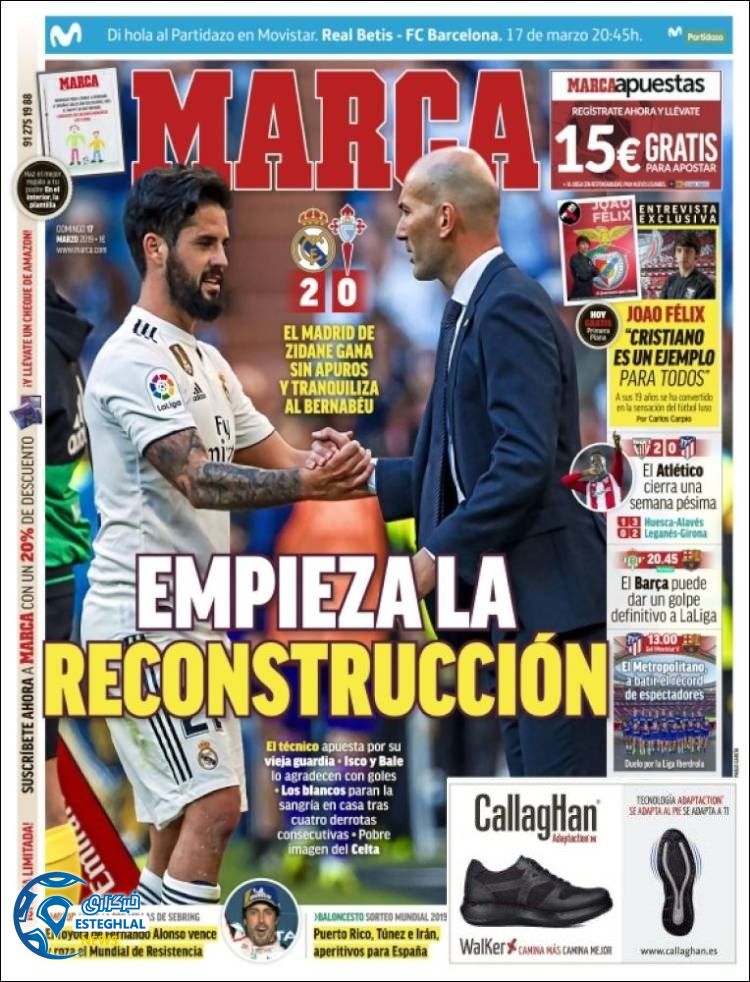 روزنامه ورزشی مارکا یکشنبه 26 اسفند 1397