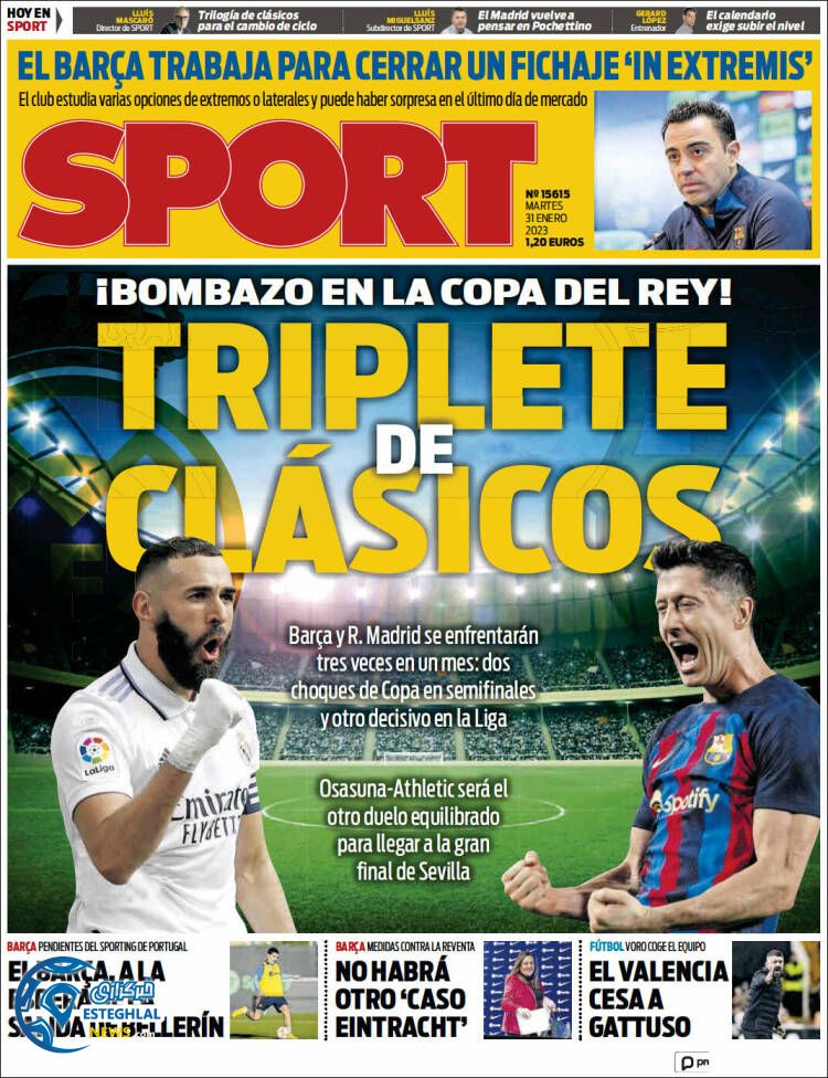 روزنامه ورزشی اسپورت سه شنبه 11 بهمن 1401  