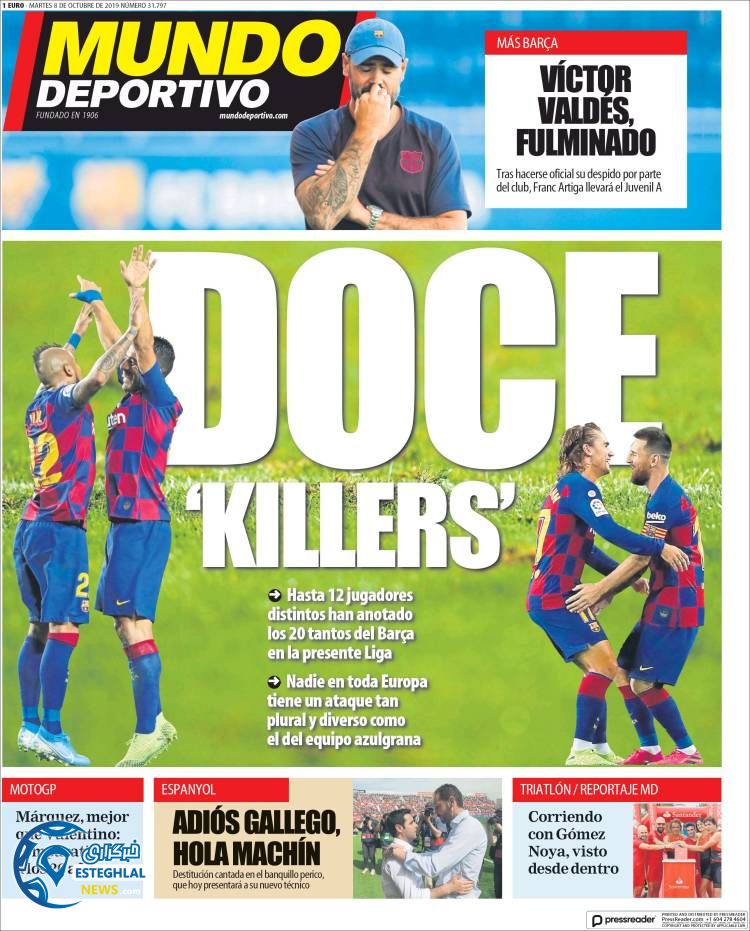 روزنامه ورزشی موندو دپورتیوو سه شنبه 16 مهر 1398