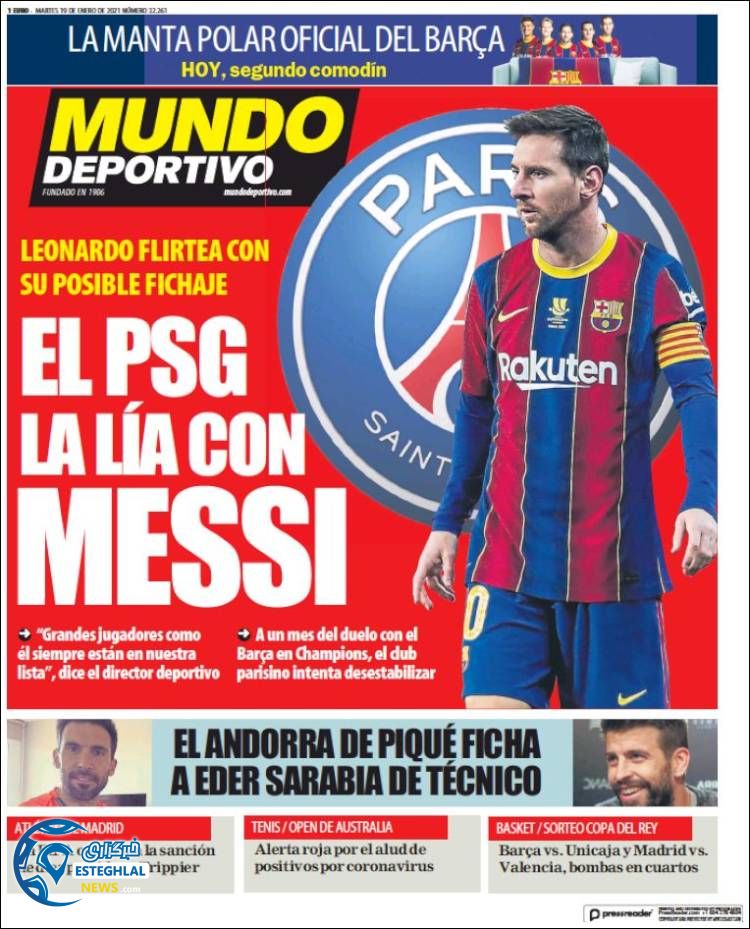 روزنامه ورزشی موندو دپورتیوو سه شنبه 30 دی 1399