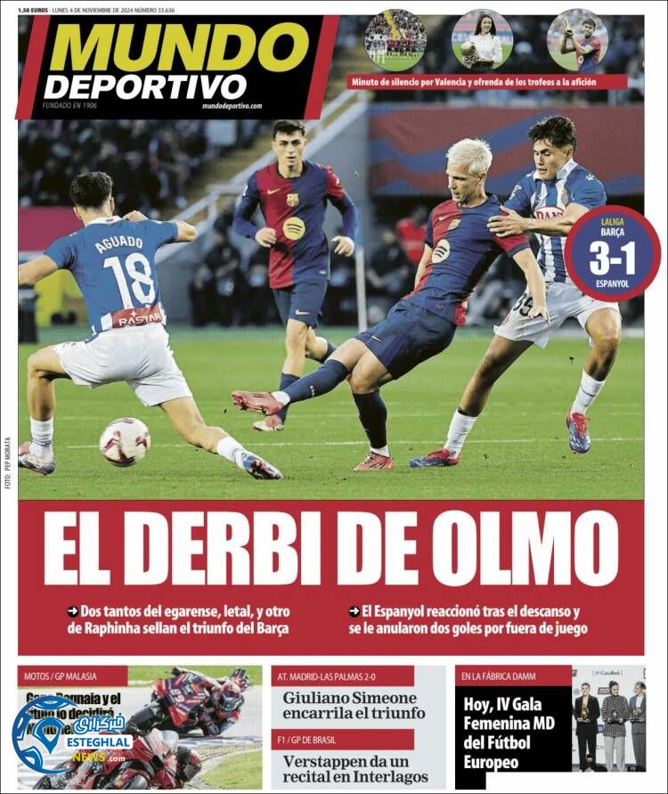 روزنامه  ورزشی موندو دپورتیوو دوشنبه 14 آبان 1403 