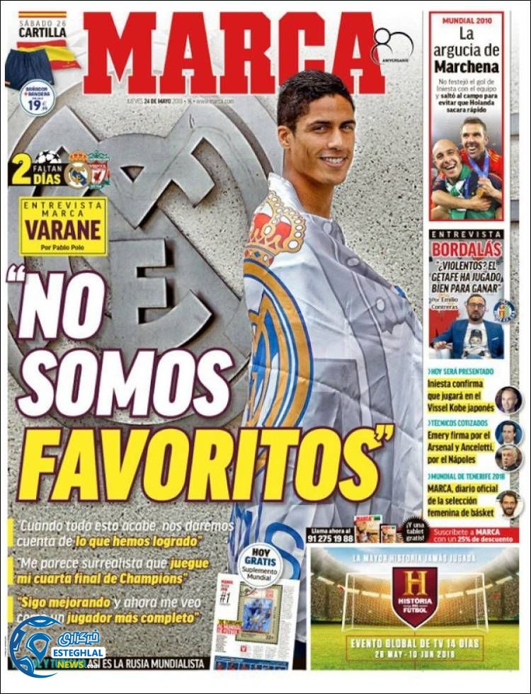 روزنامه مارکا پنجشنبه 3 خرداد 1397