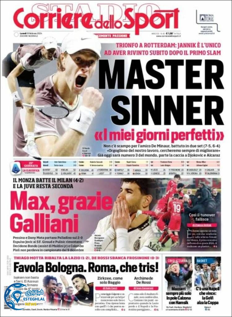 روزنامه  ورزشی کوریره دلو اسپورت دوشنبه 30 بهمن 1402