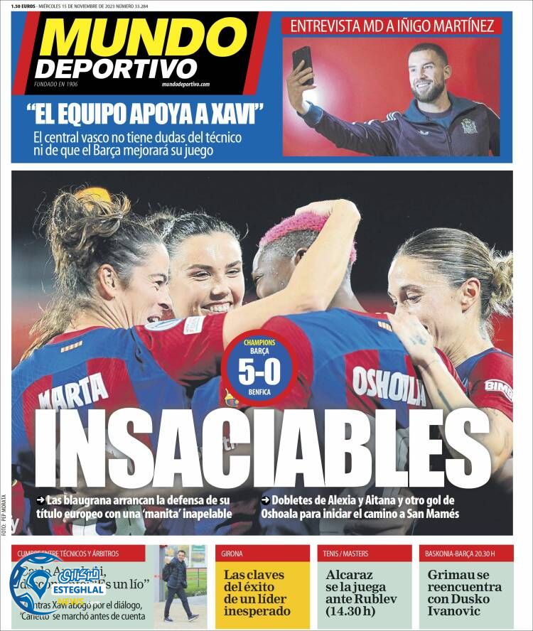 روزنامه ورزشی موندو دپورتیوو چهارشنبه 24 آبان 1402 