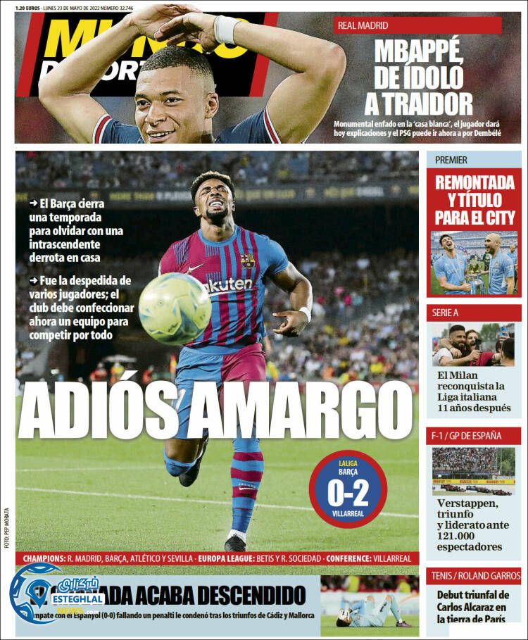 روزنامه ورزشی موندو دپورتیوو دوشنبه 2 خرداد 1401