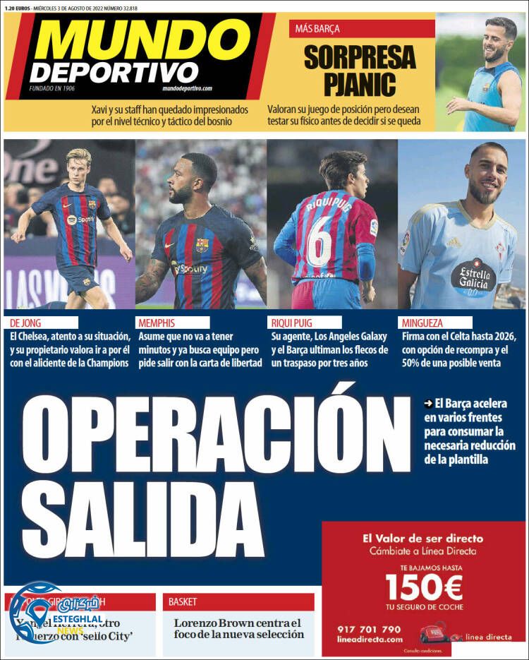 روزنامه ورزشی موندو دپورتیوو چهارشنبه 12 مرداد 1401