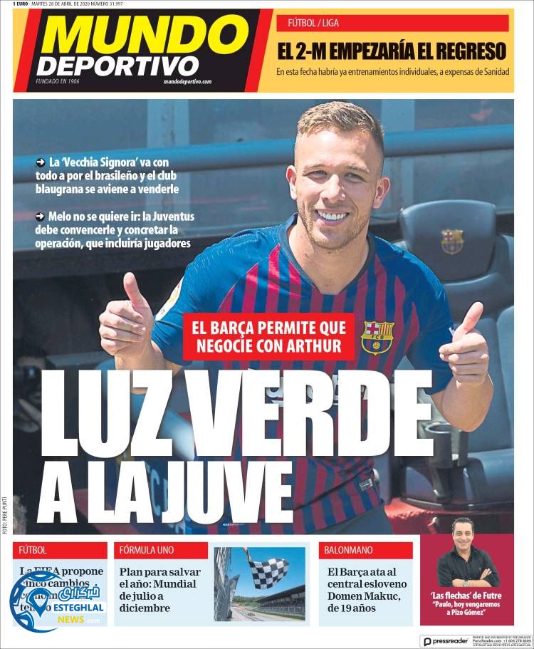 روزنامه ورزشی موندو دپورتیوو سه شنبه 9 اردیبهشت 1399